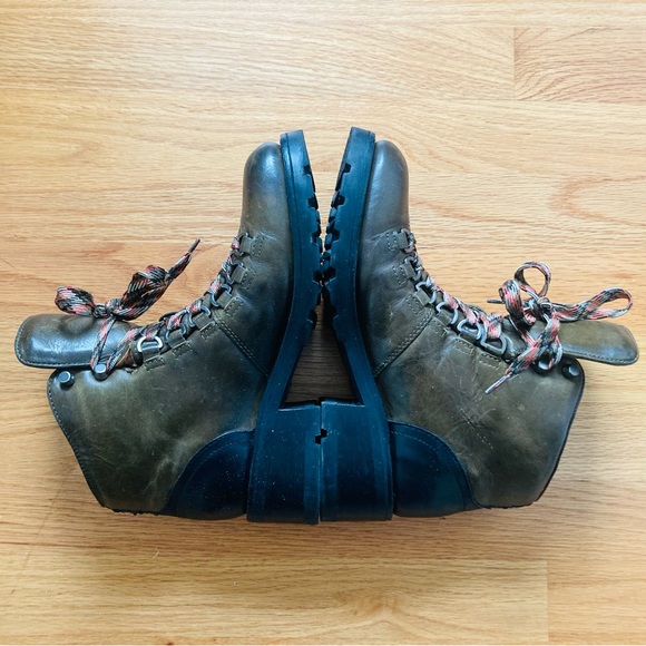 Rare Frye Alta Hiker leather two tone olive multi hiking boot - Picture 3 of 10